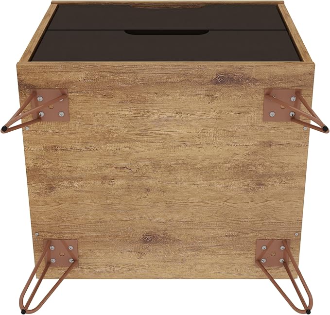 Elegant Gray Nightstand with Shelf and Drawer Made from Sustainable Materials