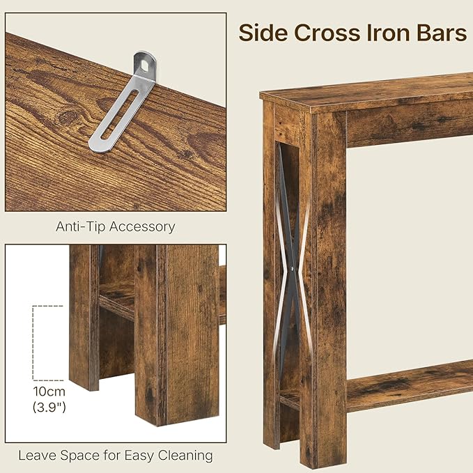 YATINEY Farmhouse Console Table, 39.4'' Small Narrow Entryway Table, Wood Couch