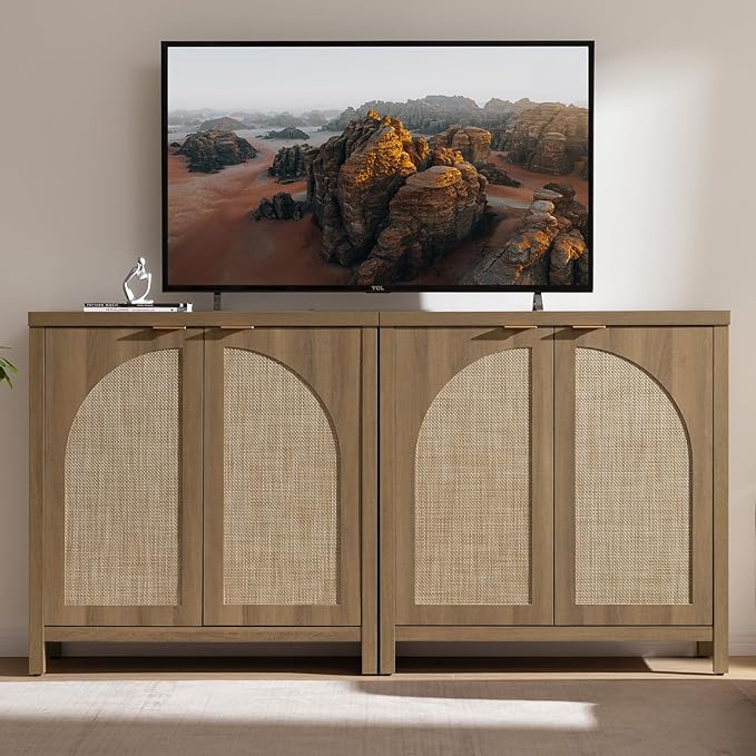 SICOTAS 68" W Rattan Sideboard Buffet Cabinet