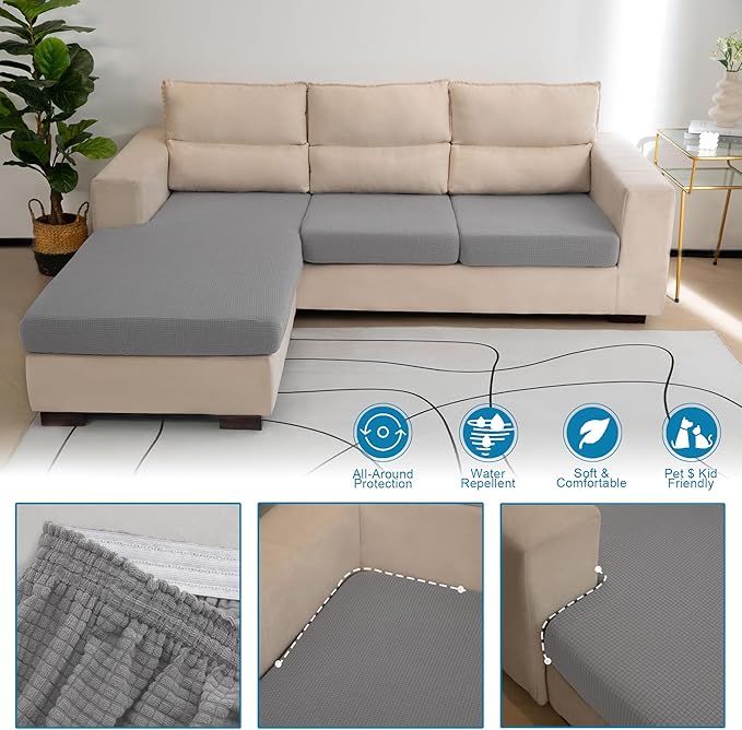 Water Repellent Sofa Cushion Cover, Stretch Sectional Couch Covers Separete