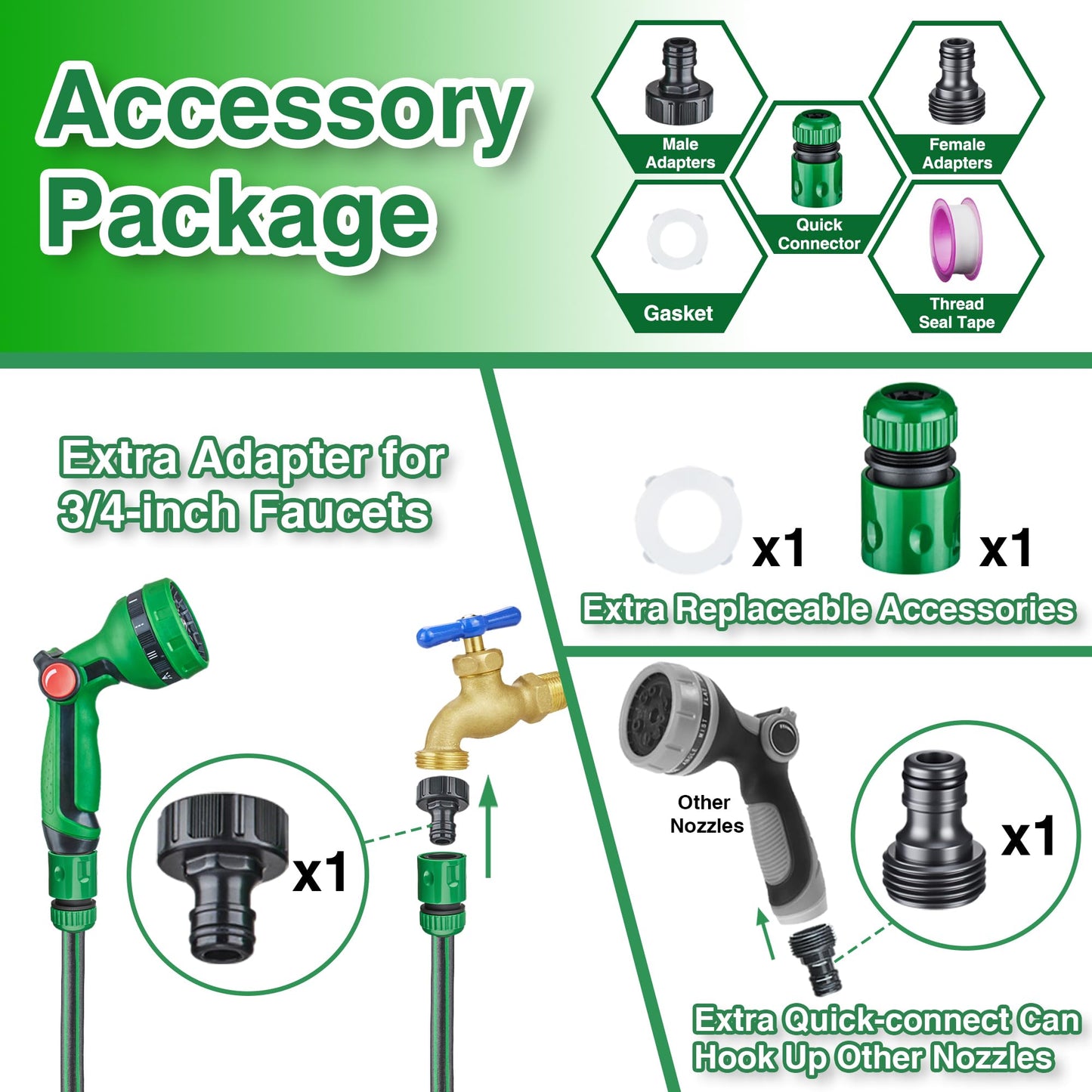 OasisTrim 1/2" x 50FT Retractable Garden Hose Reel，With 10 Patterns Spray Nozzle，Portable Heavy Duty Garden Hose Holder for Garden Watering，Car & Patio Washing，Pet Cleaning（Green）