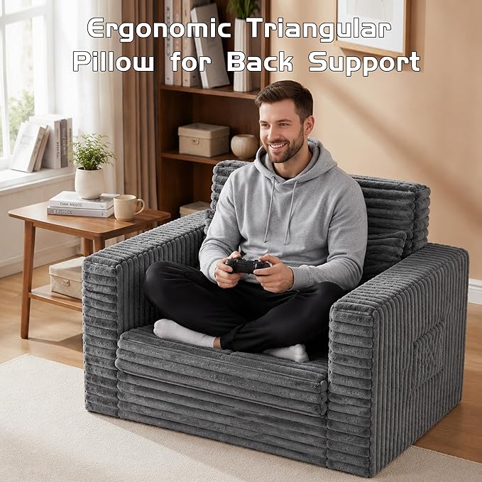 Welnow Folding Sofa Bed with Pillow, Convertible 2-in-1 Sleeper Chair
