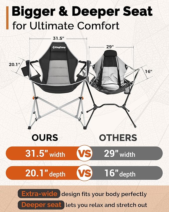 KingCamp Hammock Camping Chair, Swinging Portable Camp Chairs