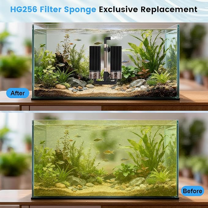 hygger Pack of 4 Replacement Sponges for Aquarium Vertical Stripes Double Sponge Filter (M)