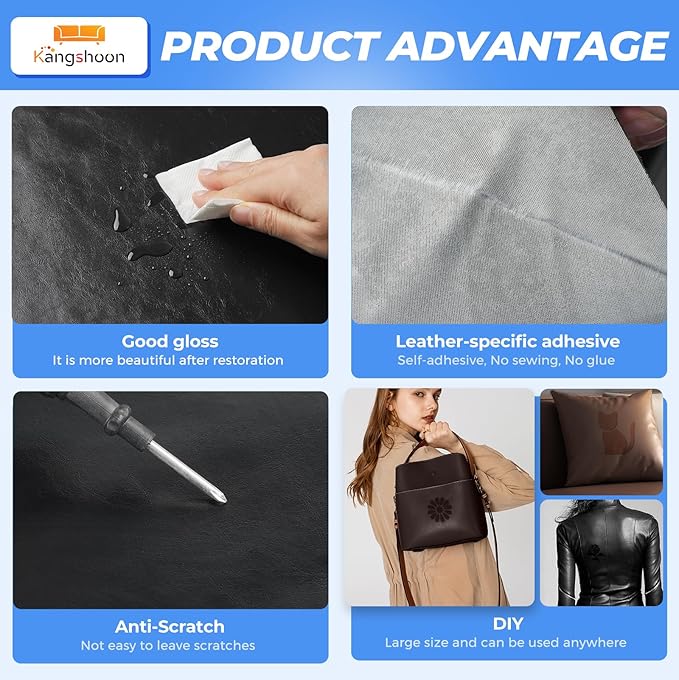 Leather Repair Patches, 3.5X79 Inch Self-Adhesive Leather Repair Tape, Stretch