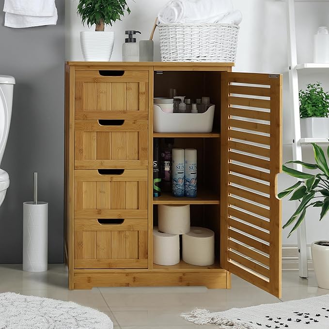 Yardenaler Bamboo Bathroom Storage Cabinet
