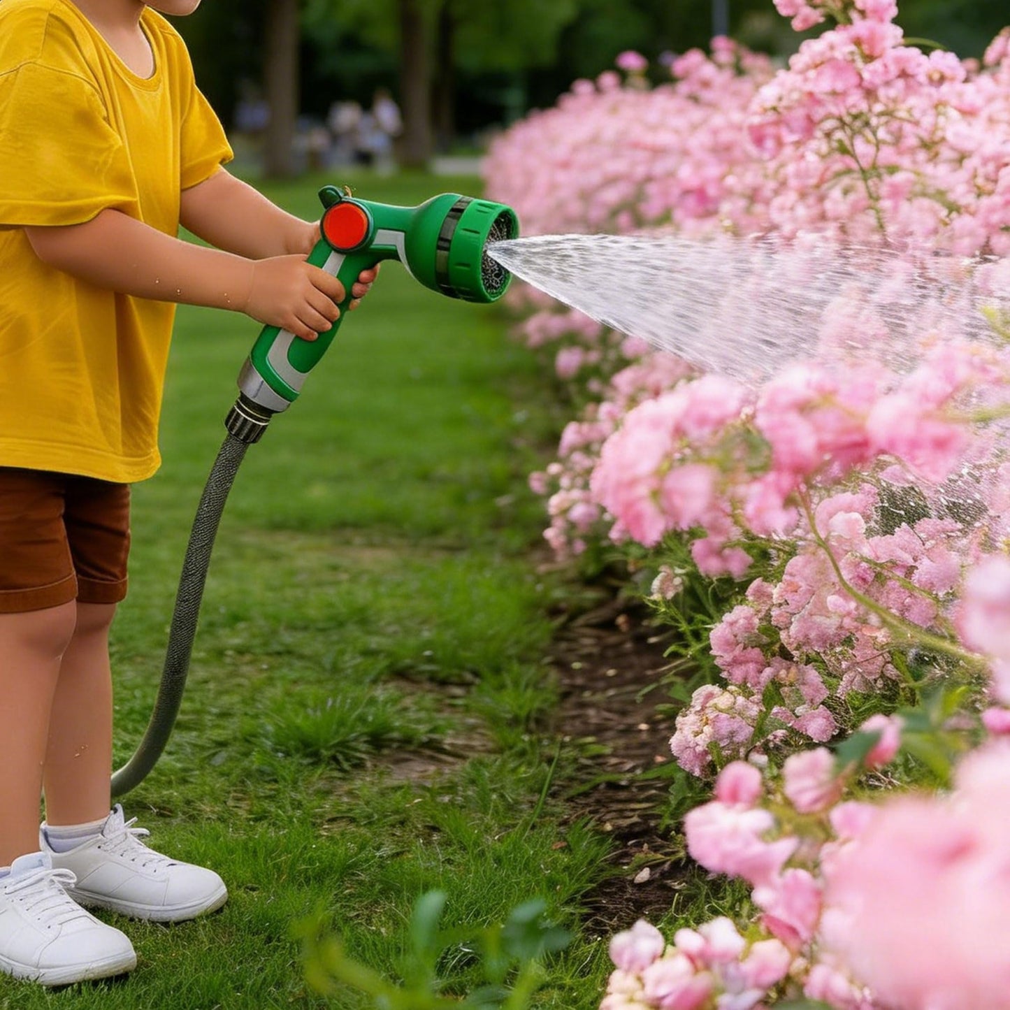 GEWIMI Heavy Duty Metal Garden Hose Nozzle, Thumb Control High Pressure Water Sprayer with 10 Adjustable Patterns, On Off Valve for Watering Plants & Lawns, Car Washing and Pet Showering