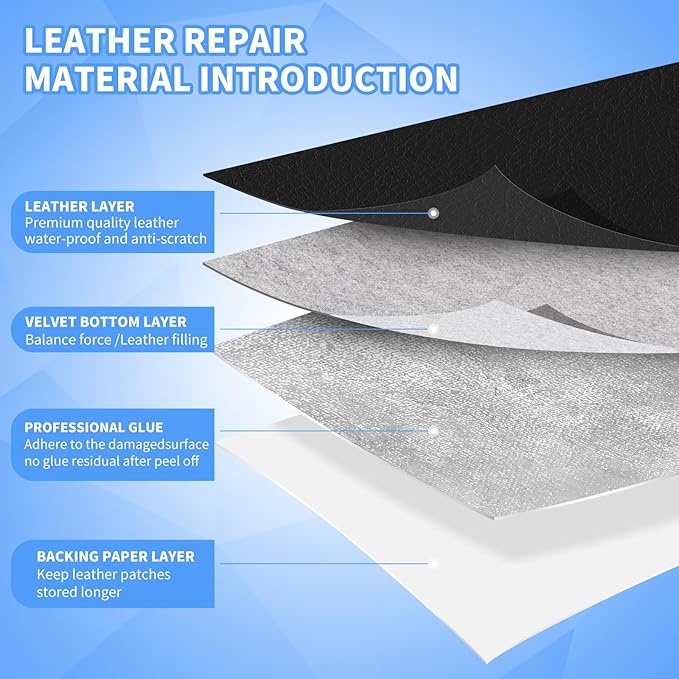 Kangshoon Leather Repair Patches, 35X79 Inch Self-Adhesive Leather Repair Tape