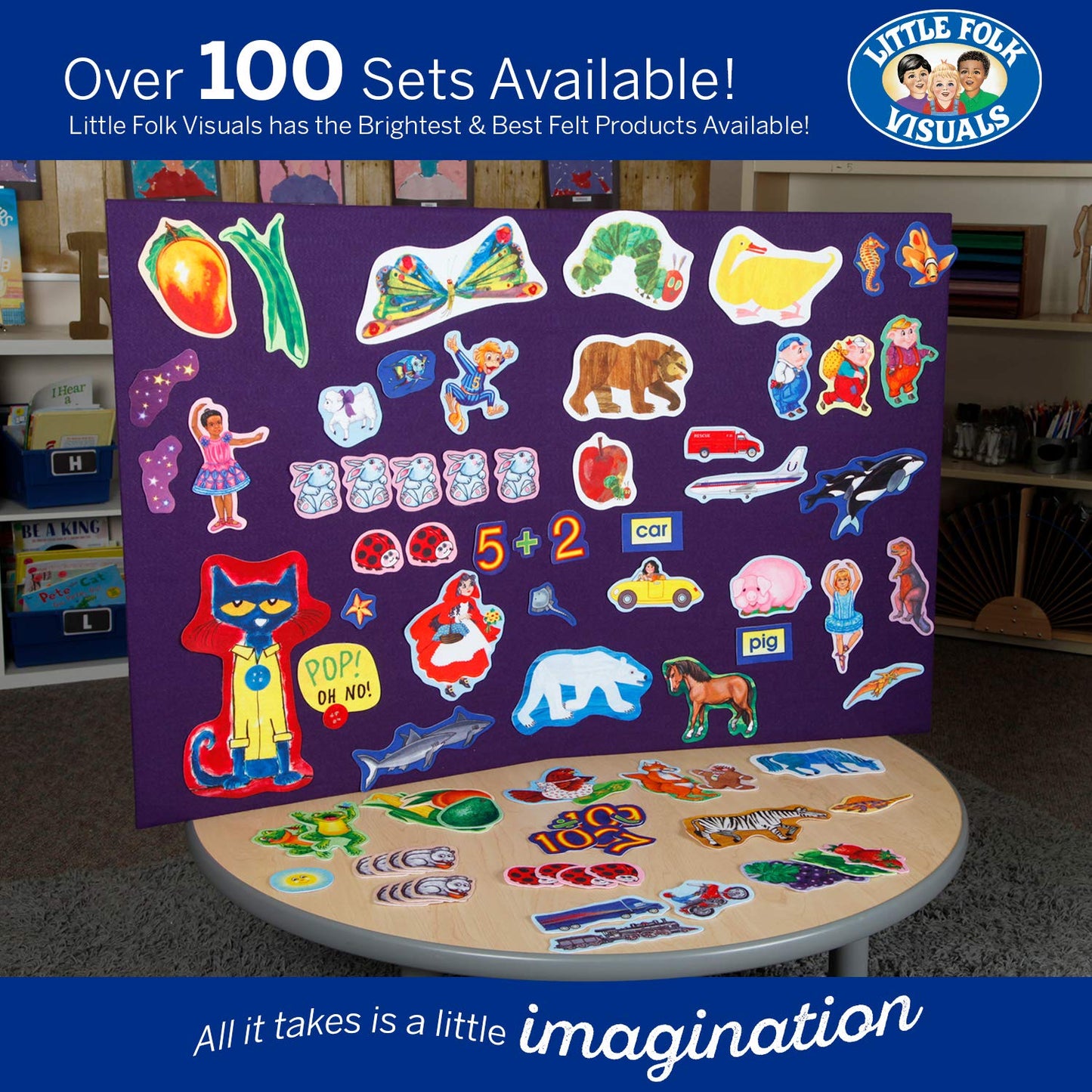 Little Folk Visuals The Very Hungry Caterpillar Precut Felt Pieces for Toddlers, Kindergarteners, Interactive Teaching 14-Piece Set