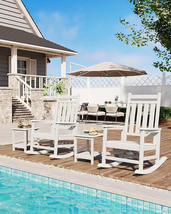 GarveeLife Poly Lumber Rocking Chair Outdoor Set of 2