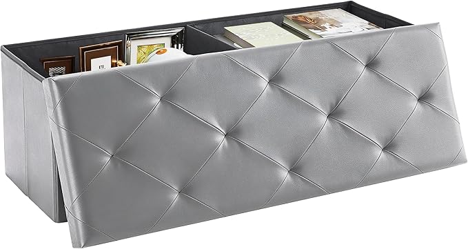 DUMOS 43 Inch Folding Storage Ottoman Bench, Large Storage Chest withThicker