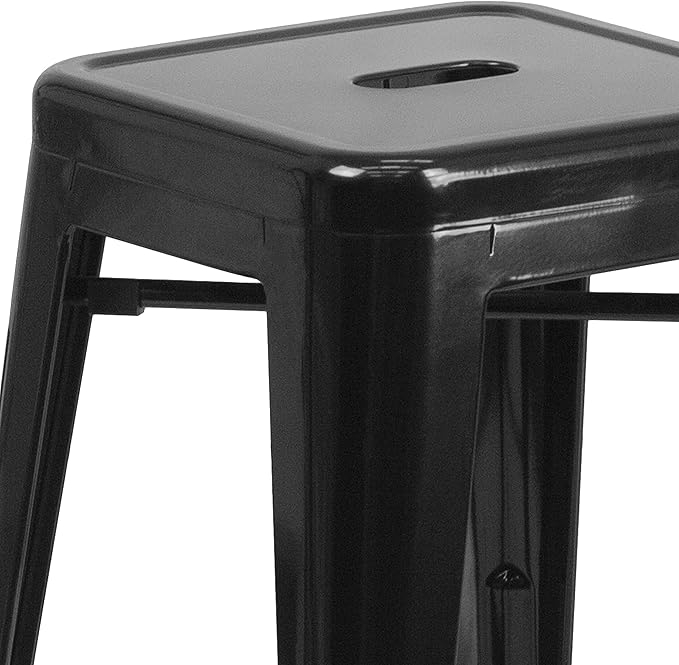 Flash Furniture Lily 4 Pack Commercial Grade 30" High Backless Black Metal