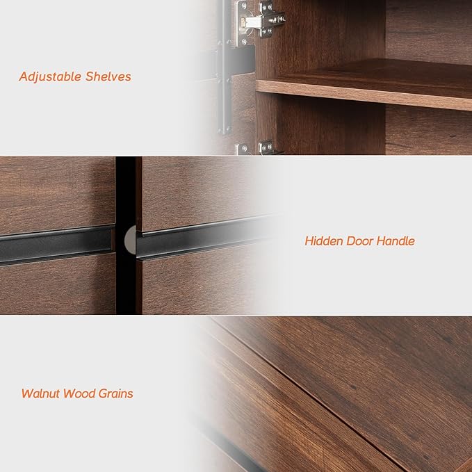WAMPAT Modern TV Stand for 50-75 Inch TVs, Wood Entertainment Center