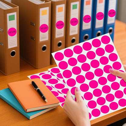 PARLAIM 1 inch Round Fluorescent Pink Dot Sticker,720PCS Permanent Adhesive Color Code Circle Sticker Labels for Office Classroom Garage Sale
