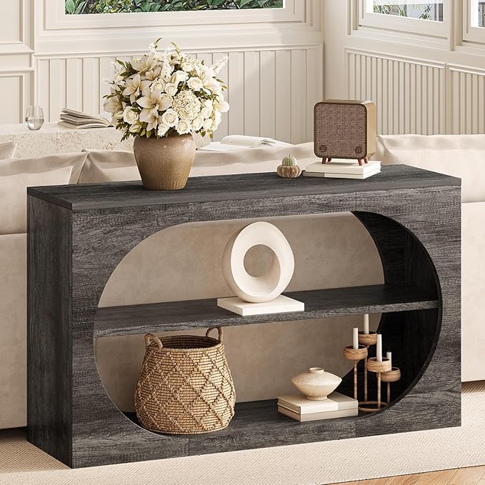 Console Table, 55-Inch Entryway Tables 3-Tier Wood Narrow Sofa Tables