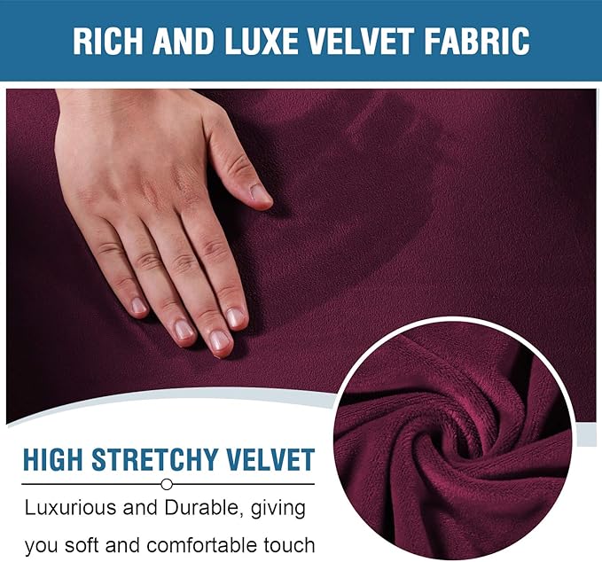 H.VERSAILTEX Velvet Stretch Recliner Couch Covers 6-Pieces Recliner Loveseat