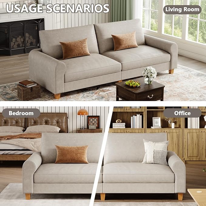 EASE MOOSE 88.5" Large Seat Faux Leather Loveseat Sofa, Waterproof and