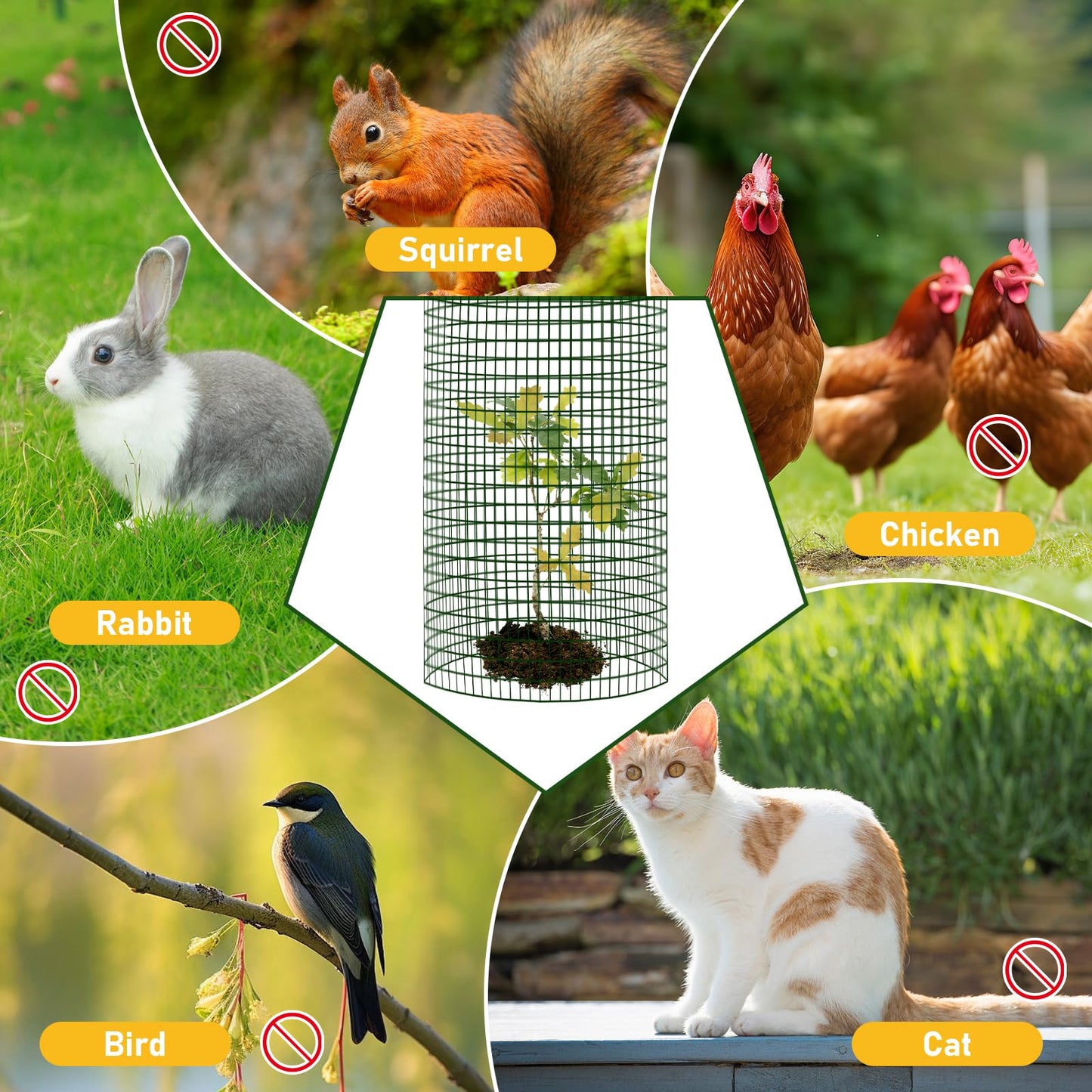 Soleeya 21Pcs 24"x 12" Plant Protectors from Animals, Wire Protectors for Plants, Plant Cages Chicken Wire Cloche with Ground Stakes and Nylon Ties for Garden Flower Vegetables (7 Set)