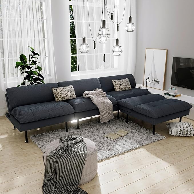 Ribilake 2 Sets 70" Futon Sofa Bed, 4 in 1 Multi-Function Couch Sleeper