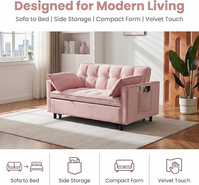 3 in 1 Convertible Sofa Bed, Loveseat Sleeper Sofa