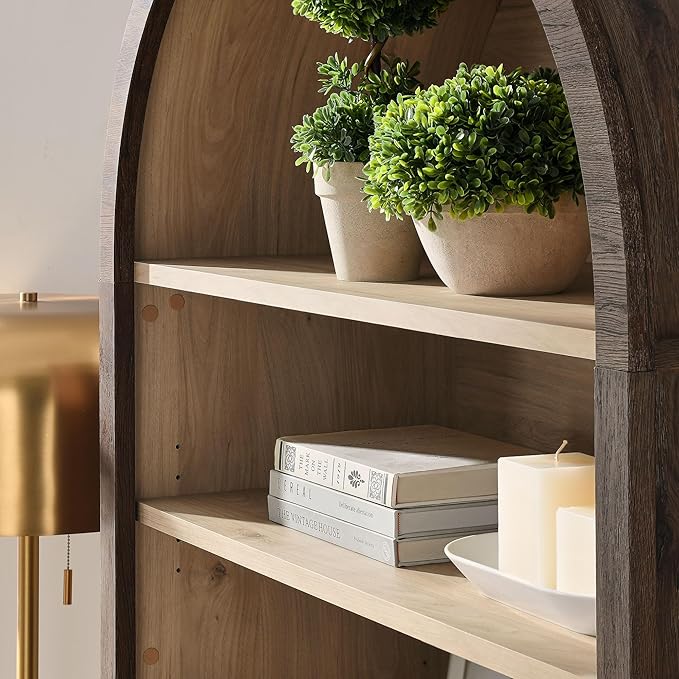 Modway Nolan Tall Arched Storage Display Cabinet in Dark Walnut
