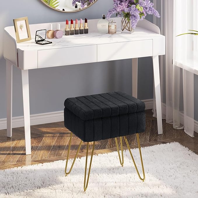 Greenstell Vanity Stool Chair Faux Fur