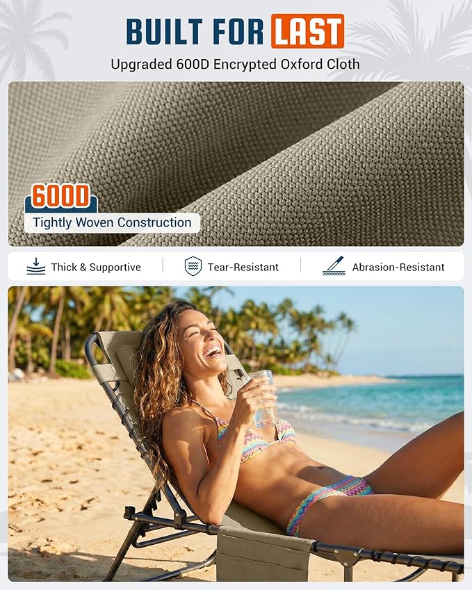 KingCamp Lounge Chair Outdoor, 400LBS Tanning Chairs