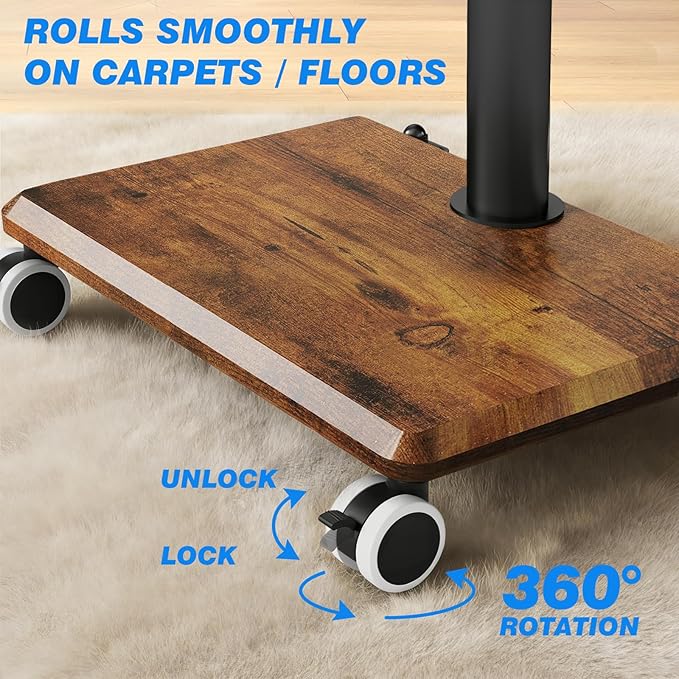 Rfiver Rolling TV Stand for 32 to 55 60 Inch TVs up to 88lbs, Height Adjustable