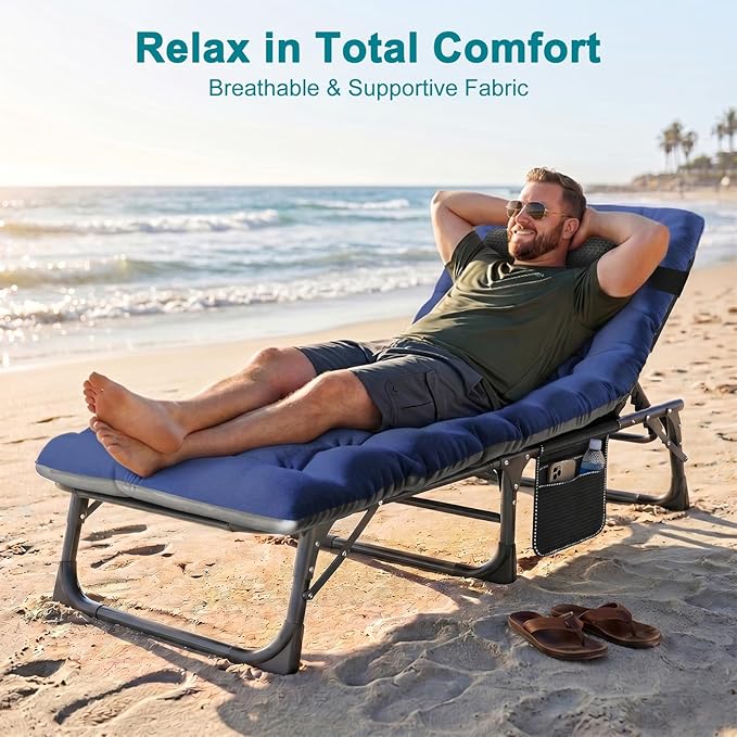 ABORON 2PK Heavy Duty Tanning Chair, 5-Gear Outdoor Folding Chaise Lounge Chair