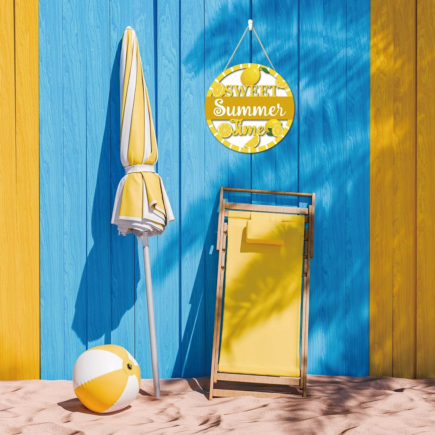 HOURIA 3D Lemon Wooden Door Sign,Sweet Summer Time Welcome Wreath Sign Front Door Decor,Summer Lemon Decorations for Home Kitchen Classroom,11.4"X11.4"