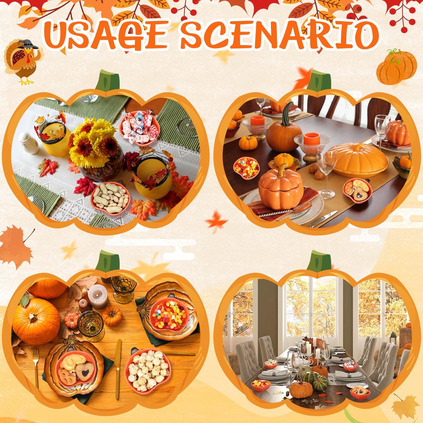 10 Pcs Fall Ramekins 6 oz Oven Safe Pumpkin Ceramic Ramekins Small Creme Dishes Dipping Pumpkins Baking Dish Thanksgiving Pumpkin Shaped Bowl Plates for Kitchen Party Snack Serving Dip Sauce Condiments