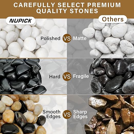 16lb Black River Rocks, 1-2 Inch Pebbles for Indoor Plants, Natural Polished Aquarium Gravel, Decorative Rocks for Outdoor Landscaping, Succulent, Garden, Vases Fillers, Bird Baths