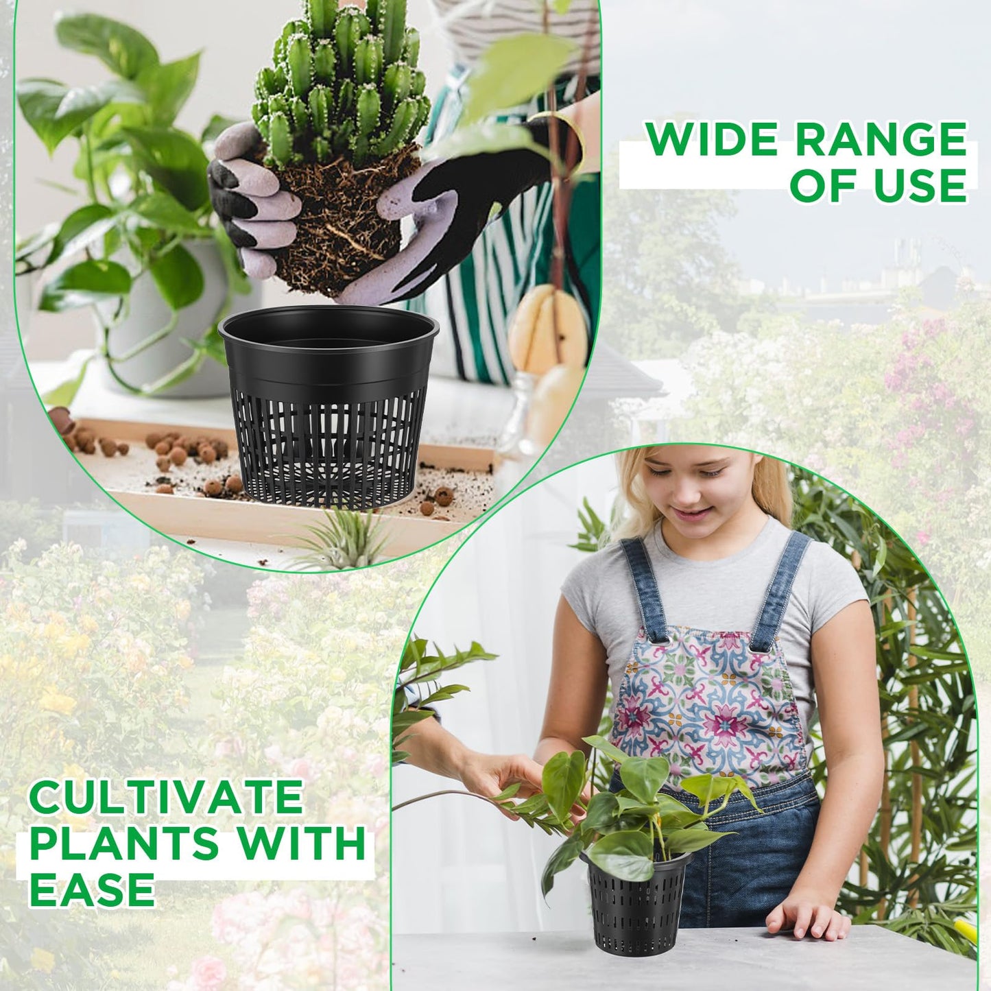 MAQUITA 18 Pcs Orchid Pots Variety Size 2.3/3.3/3.9/4.3/4.9/6.1 Inch Black Net Pots Plastic Aquaponics Hydroponic Baskets Slotted Mesh Orchid Planter Container with Hole for Growing