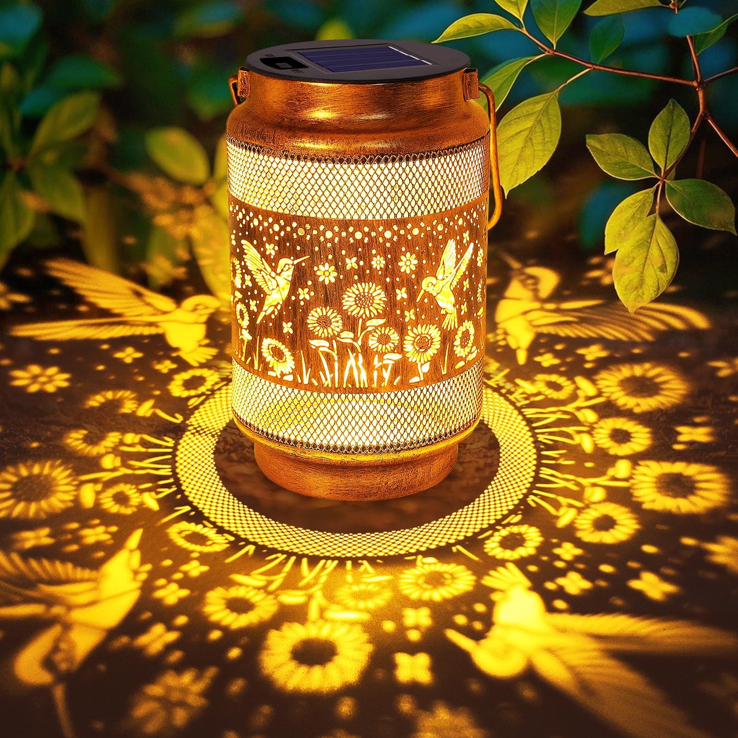 Gifts for Mom Women Grandma Birthday, Solar Lanterns Outdoor Waterproof Hummingbird Garden Decor, Metal Hanging Solar Lights for Outside Yard Patio Pathway Backyard