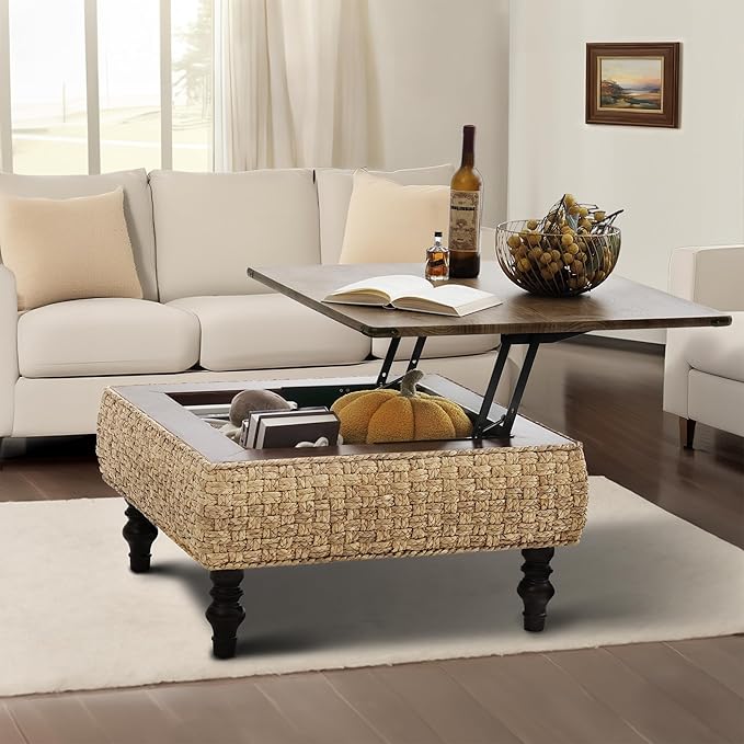 31.5" Lift Top Coffee Table for Living Room, Square Farmhouse Coffee Table