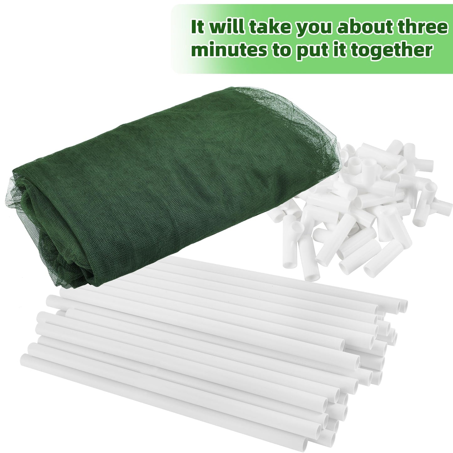 warmfarm 72 * 33 * 30 in Detachable Crop Cages for Garden, Plant Protection Tent with Garden Netting for Vegetables Fruits Flowers,Mesh Plant Covers for Outdoors (Green)