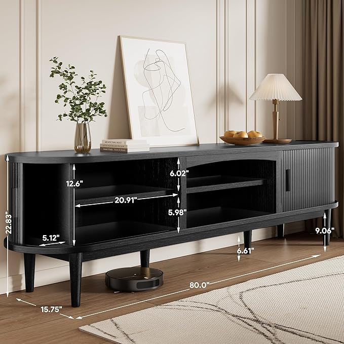 Decofy Mid Century TV Stand for TVs up to 90 Inches, Entertainment Center