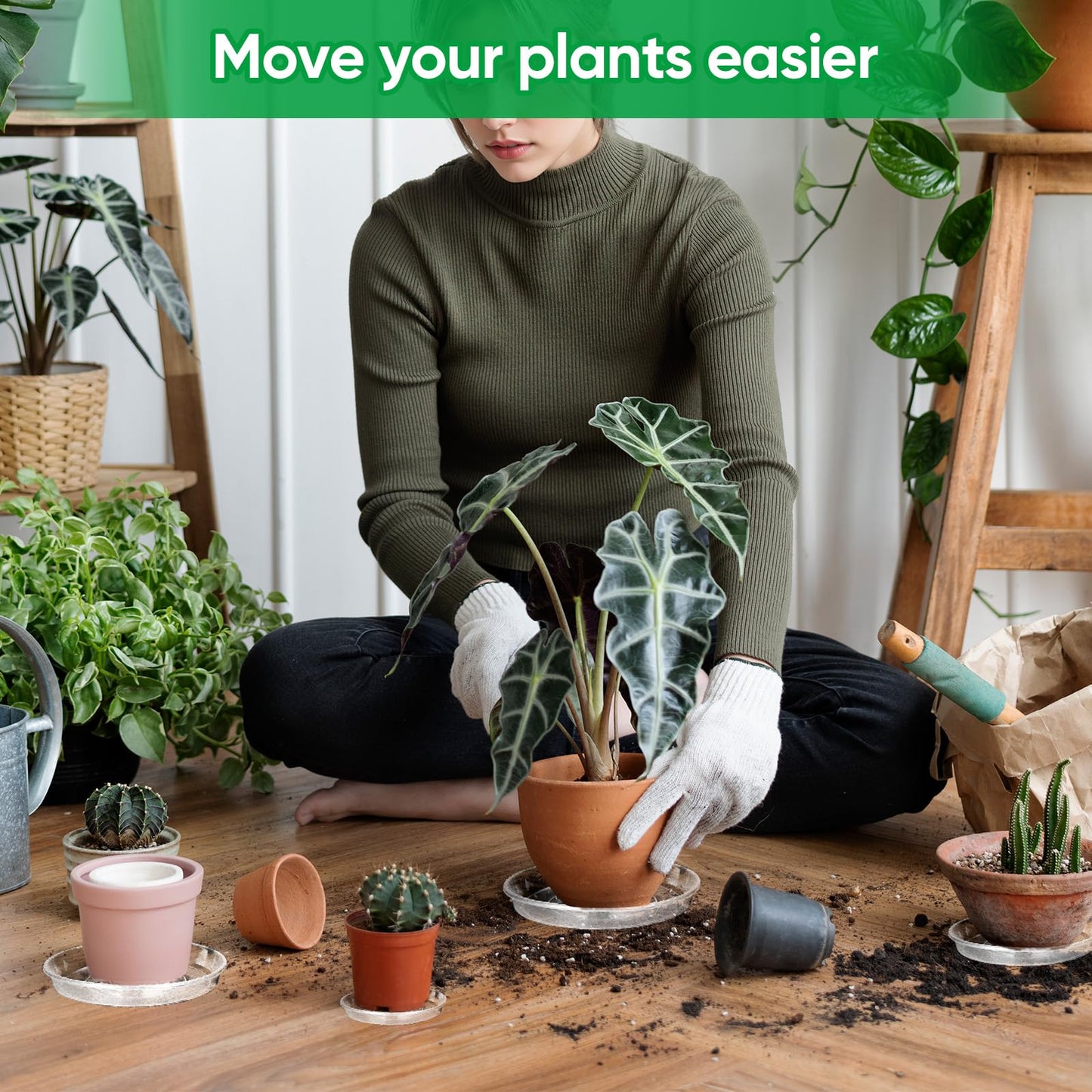 Dovesail 20 Pack Plant Saucer Tray, 6/8 /10/12 inch Heavy Duty Flower Pot Trays, Plastic Plant Saucer for Indoor & Outdoor Plants, Plant Trays to Catch Water, 5 Pieces of Each Size