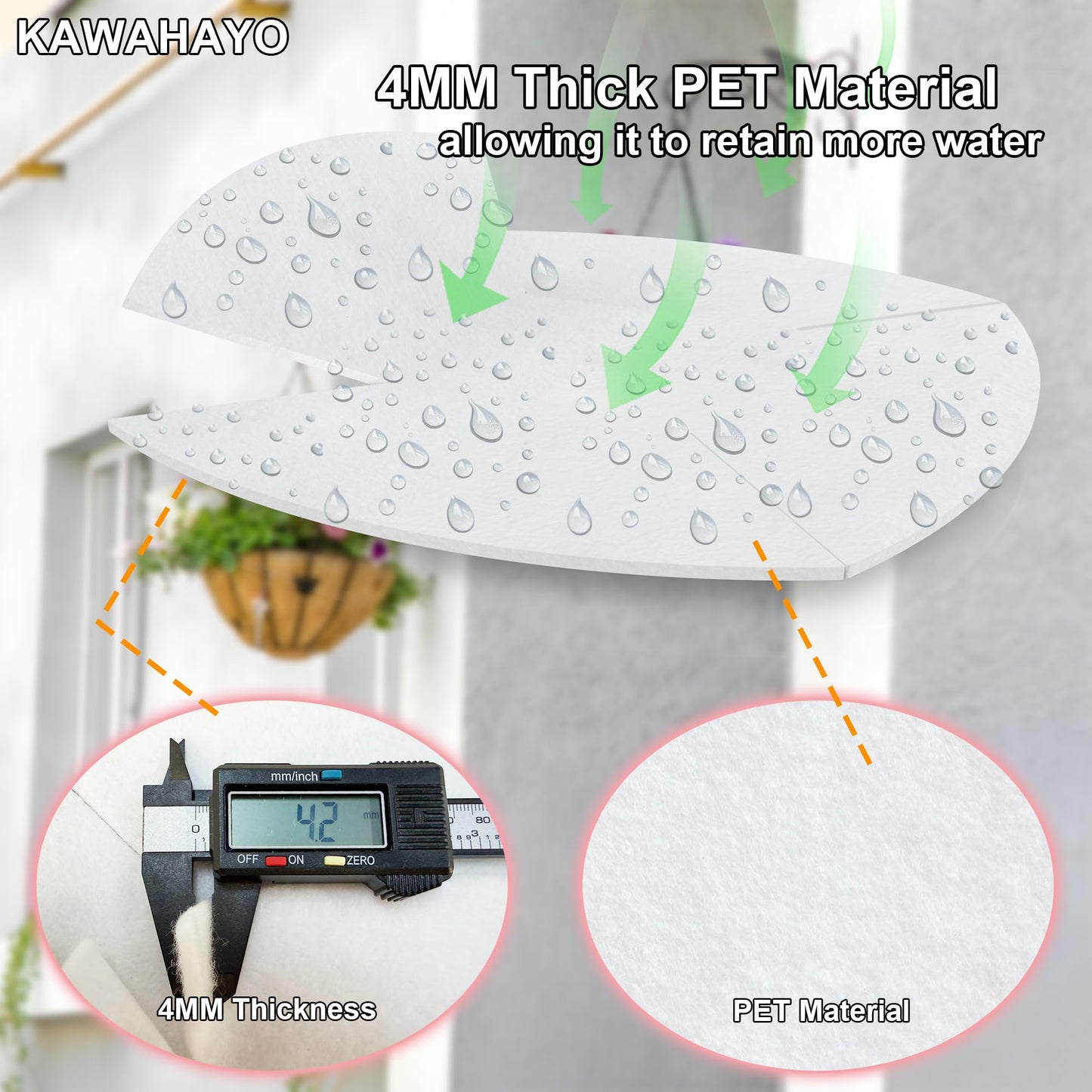 KAWAHAYO 6Pcs Self Watering Hanging Basket Liner Water Storing Liners for Coco Liner Absorb Water Mat, Plant Pot Auto Watering Device, M- fits 14" Coco Liner