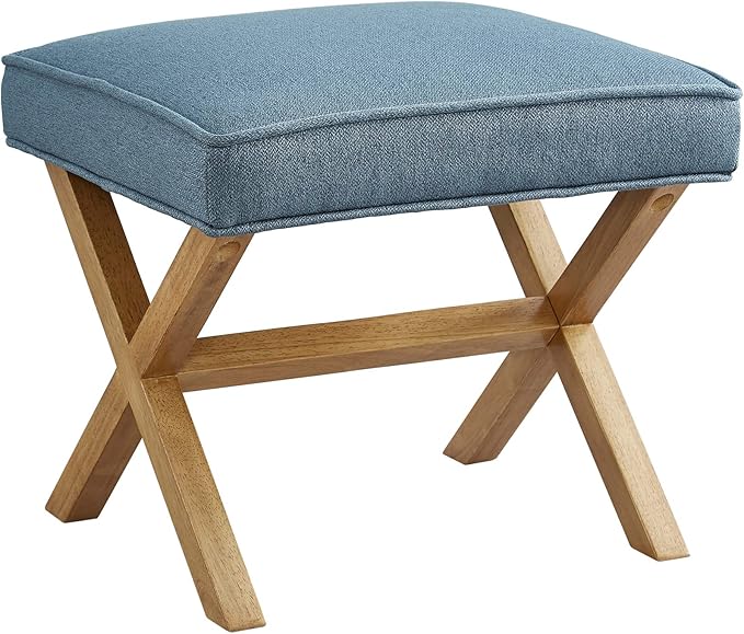 Amazon Brand – Rivet Mid-Century Modern X Stool Ottoman Chair, Indigo