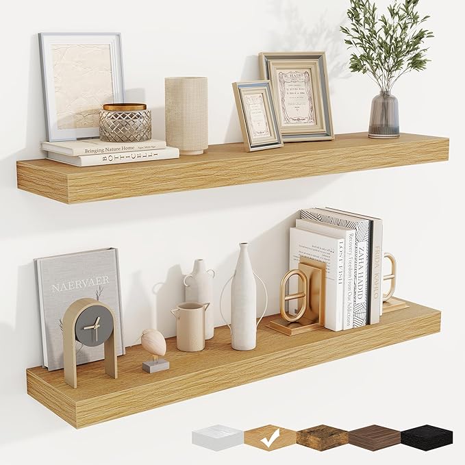 fuqing Floating Shelves for Wall, Wall Mounted Wood Floating Shelf