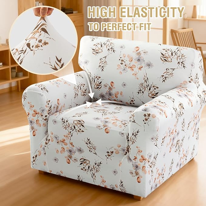H.VERSAILTEX Floral Pattern Chair Cover Printed Sofa Slipcovers High Stretch