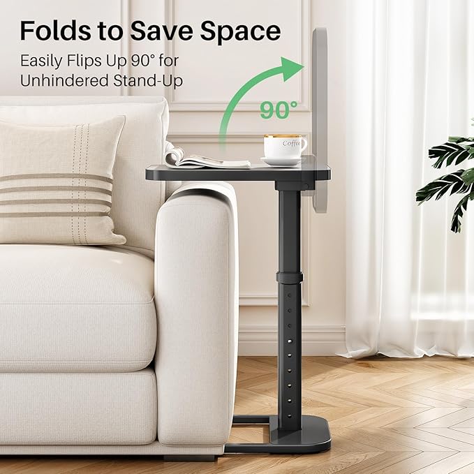 Kitstorack TV Tray Table, Adjustable Height & Rounded Metal Corners, Snack Table