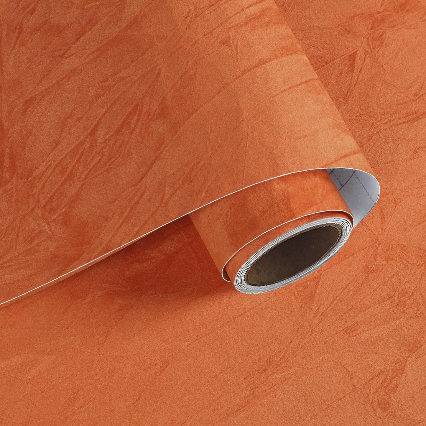 VaryPaper 15.7"x78.7" Orange Crushed Velvet Fabric Self Adhesive Flocking Contact Paper for Cabinets Dresser Soft Felt Drawer Liner Jewelry Box Liner Velvet Wallpaper Peel and Stick for Nursery Crafts
