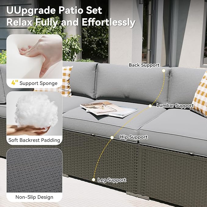 Aoxun Patio Furniture Set with Fire Pit Table, 12 Piece Outdoor Sectional Sofas