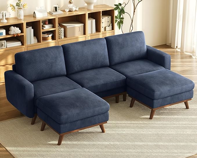 Vesgantti 97" Modular Sectional Sofa Dark Blue, U-Shaped Couch