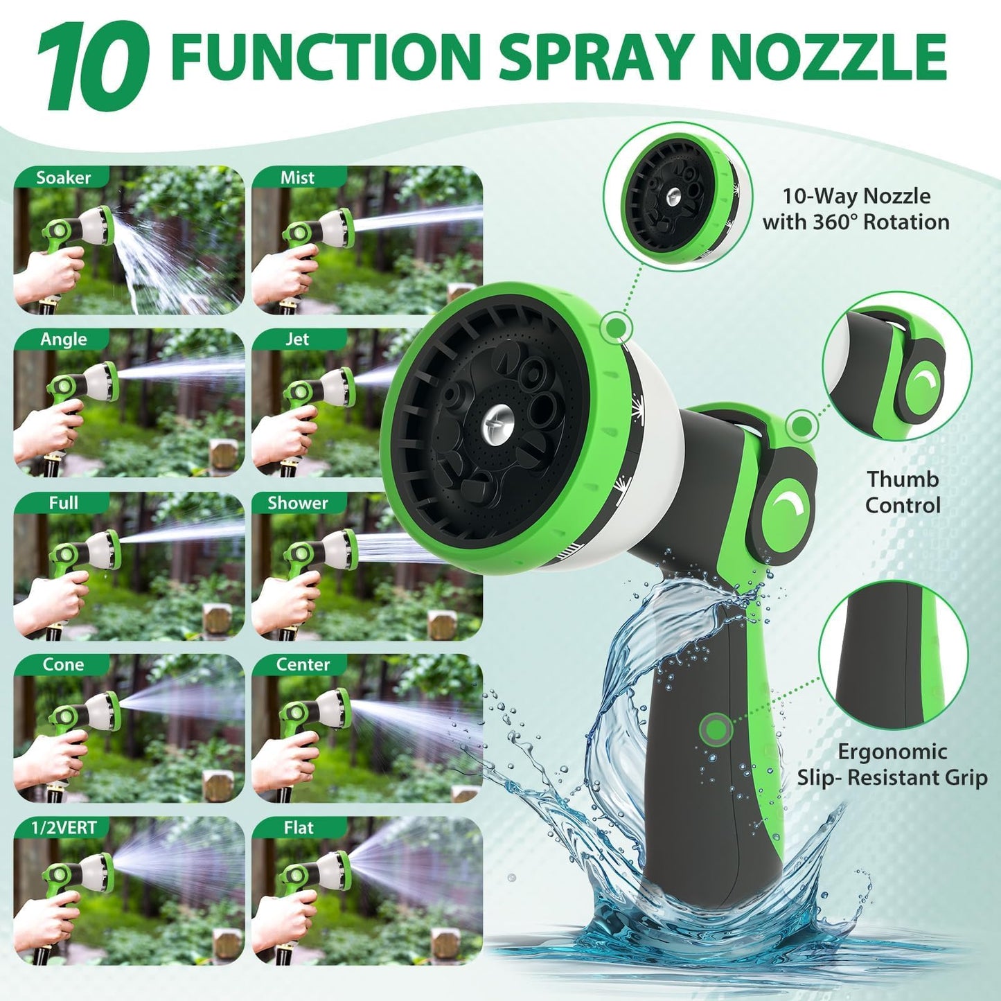 Ahititi Garden Hose 100 ft Water Hose Flexible Non-Expandable Outdoor Heavy Duty Lightweight Leakproof Kink-free flex Watering Hose Pipe for 3/4 inch Fitting Yard Lawn Outside Car Wash