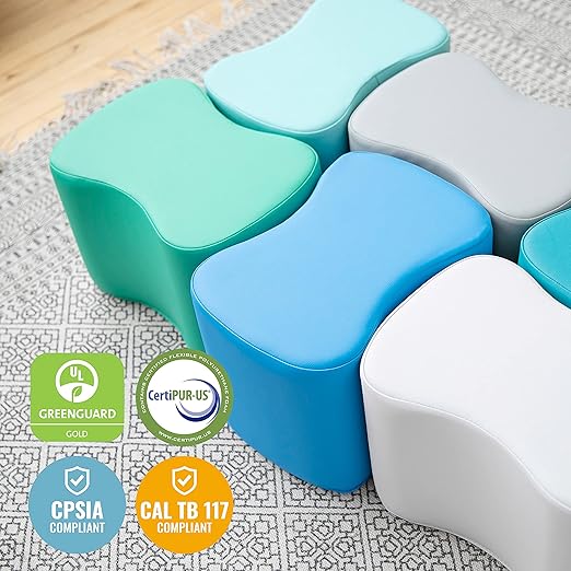 ECR4Kids SoftZone Toddler Modular Stool Seating Set, Classroom Furniture
