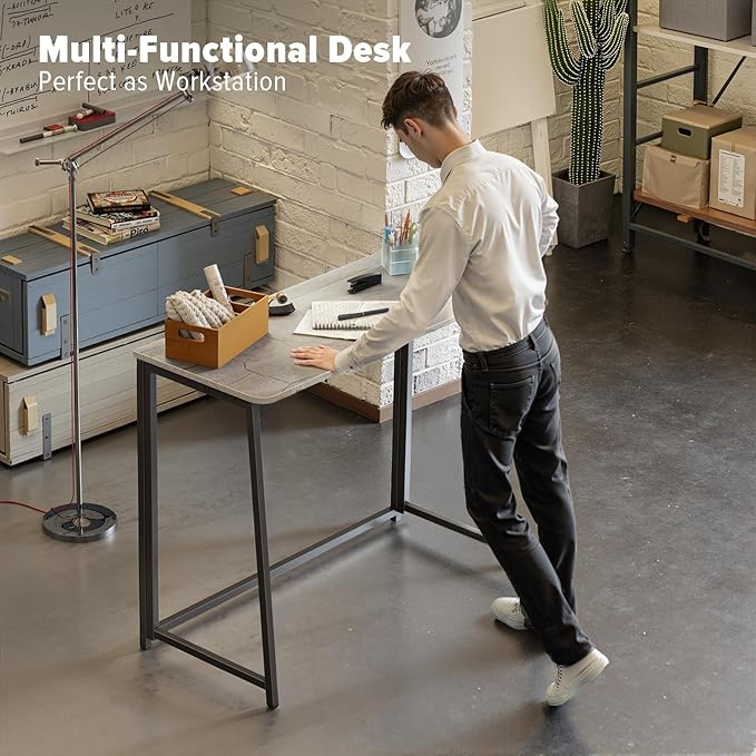 WOHOMO Folding Desk, Small Writing Desk 39.4", Space-Saving Foldable Laptop