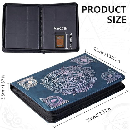 Trading card binder,Ringless Zip laser foiling Binder,540 Double Sided Pocket Collectible Trading Card Albums for YGO,MTG, DTCG,Sport Card, Game Cards (MTG Blue)